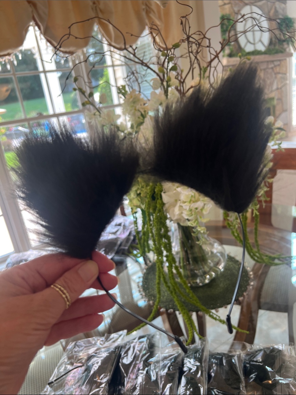 Black Faux Fur Cat Ear Headbands - Women Hair Accessory- set of 8 NWT